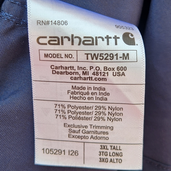 CARHARTT Force Men’s Button Down Shirt 3XL Tall Blue Nylon Workwear - Picture 5 of 12